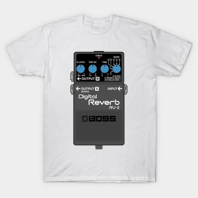 Boss RV-2 Digital Reverb Guitar Effect Pedal T-Shirt by conform